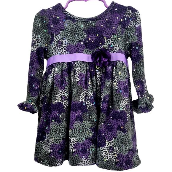 Youngland Purple/Silver Sequin Dress Toddler Size 2T - Picture 1 of 10